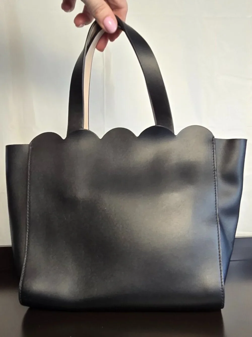 Kate Spade Magnolia Street Black Mini Mina Scalloped Satchel Crossbody Bag EUC